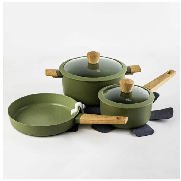 Set de ollas Hudson y sartén Antiadherente C/ Tapa de vidrio 5 Piezas